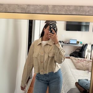 Zara Beige Linen Cropped Jacket